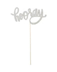 Silver Glitter Hooray Cake Topper