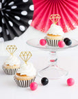 Kit para cupcakes con adornos de diamantes dorados