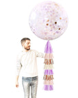 Jumbo Confetti Balloon with Tassel Tail Kit - Lilac & Rose Gold