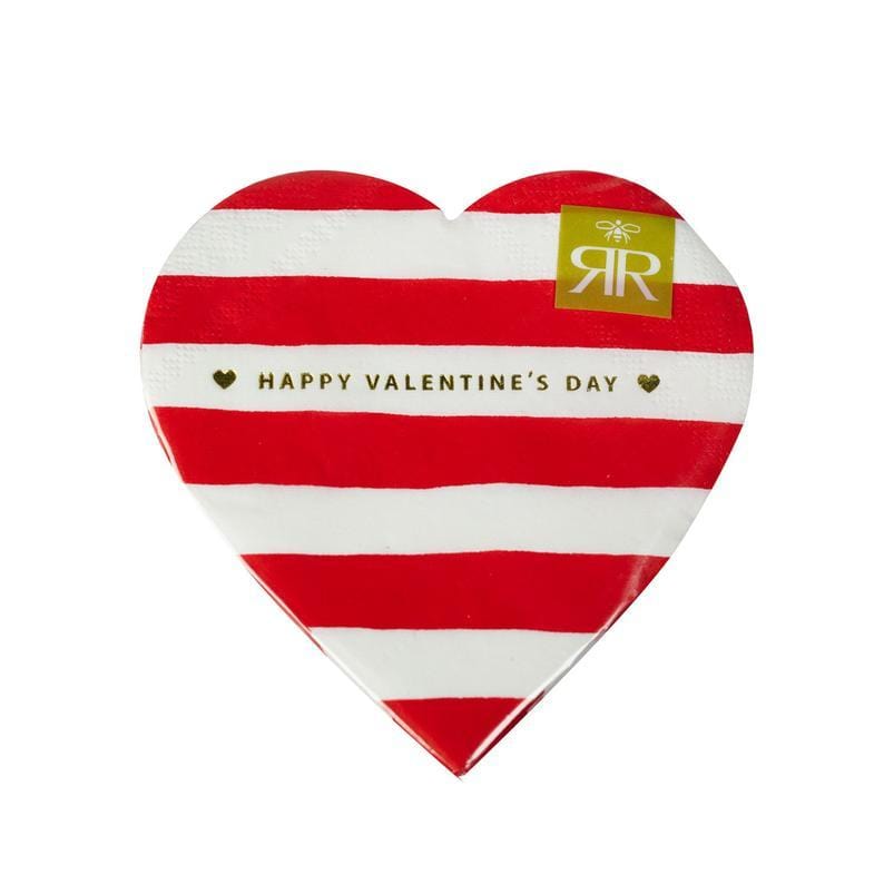 Happy Valentine&#39;s Day Striped Heart Napkins