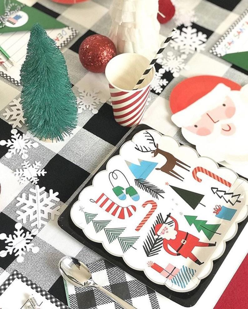 Meri Meri Santa, Christmas Tree, and Reindeer Plates