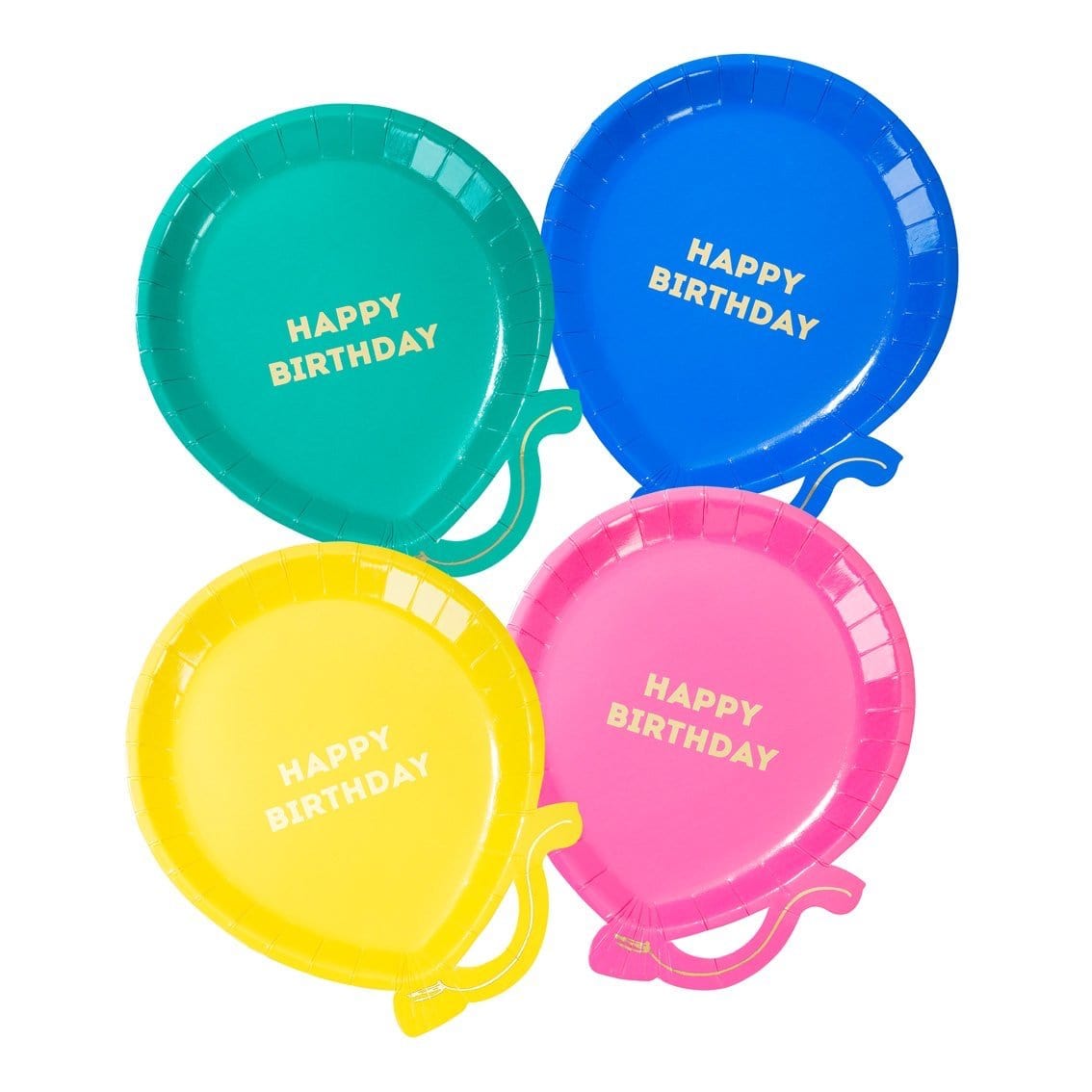 Platos de cumpleaños con globos de mezcla de arcoíris