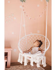 Guirlande de laine marguerite rose