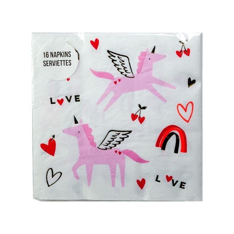 Serviettes Licorne Saint-Valentin - Grandes