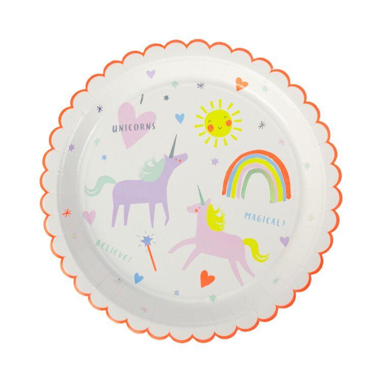 Meri Meri I heart unicorns scalloped plates