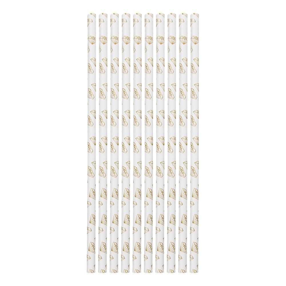 Pajitas de papel con diamantes dorados