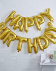 Bannière de ballons dorés joyeux anniversaire