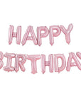 Matte Pink Happy BIrthday Balloon Garland