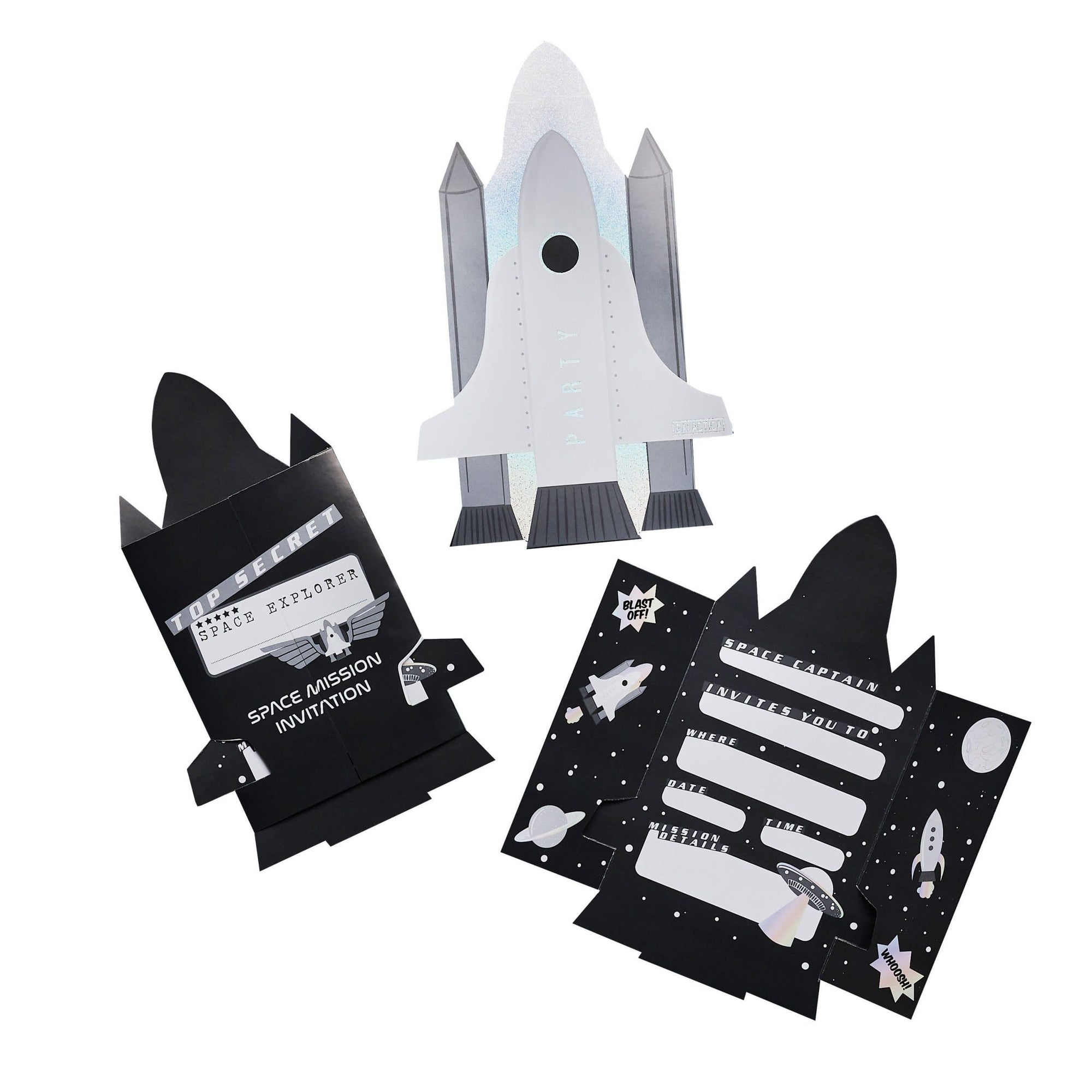 Silver Space Shuttle Invitations