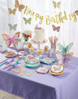 Nappe de table en papier papillon chatoyant pastel