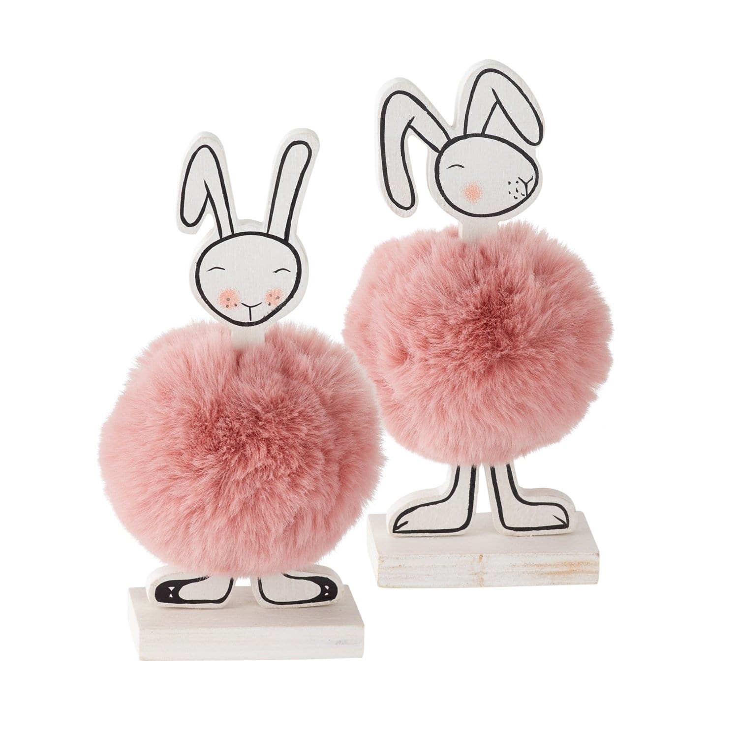 Figurine de lapin rose à pompons - Face avant