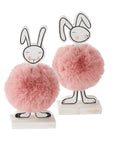 Figura de conejito rosa con pompones - Frente
