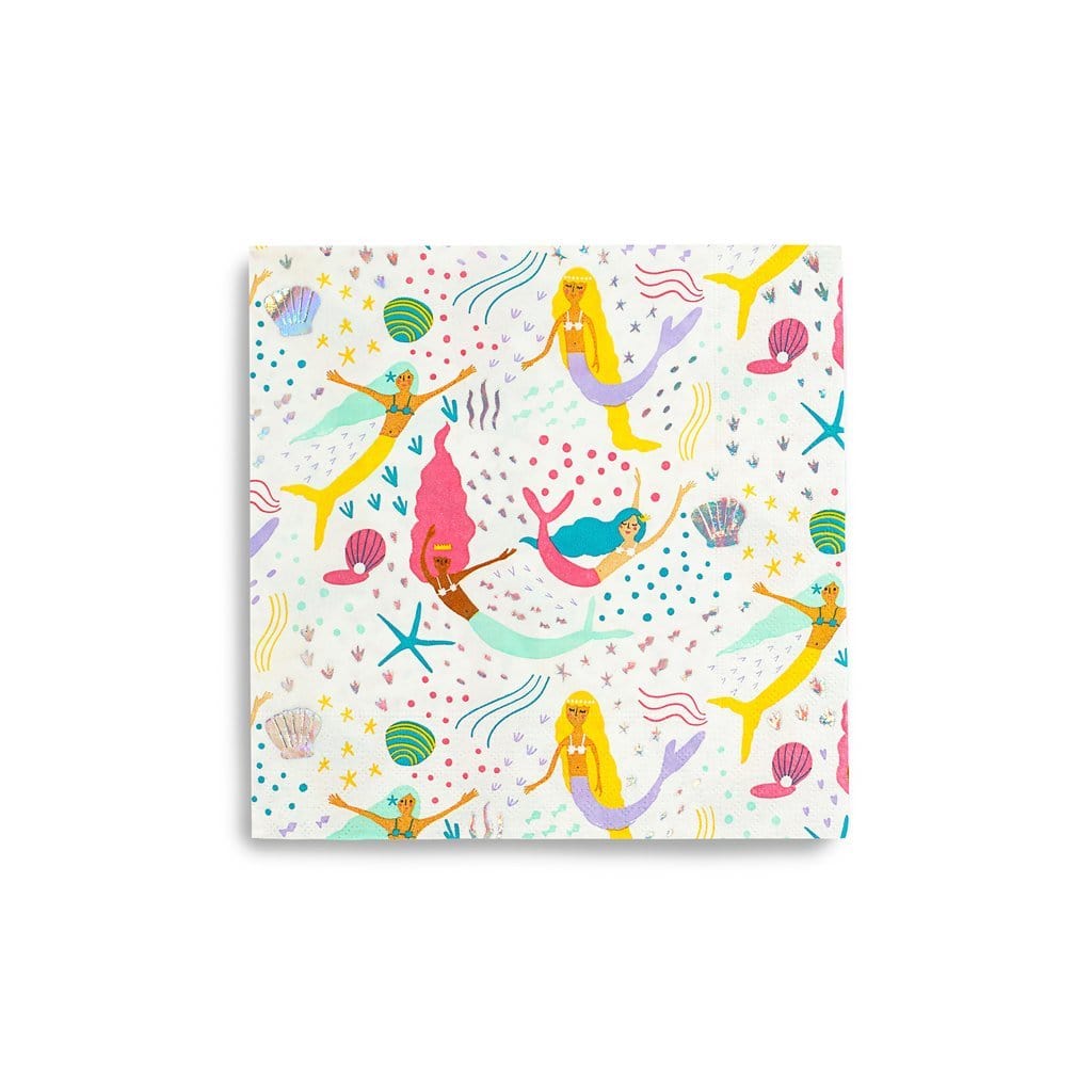 Serviettes de table sirène Shell Yeah - Grandes