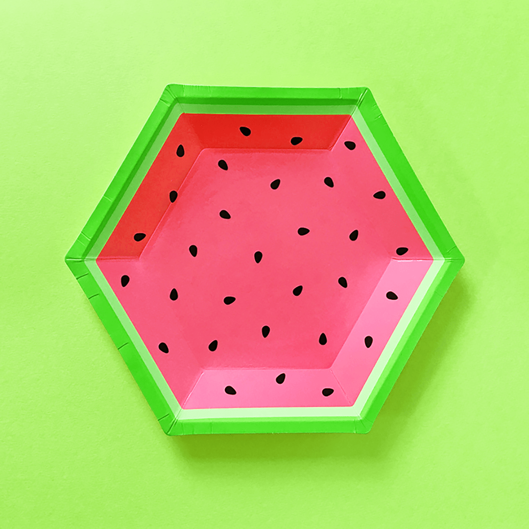 Watermelon Hexagon Plates - Large