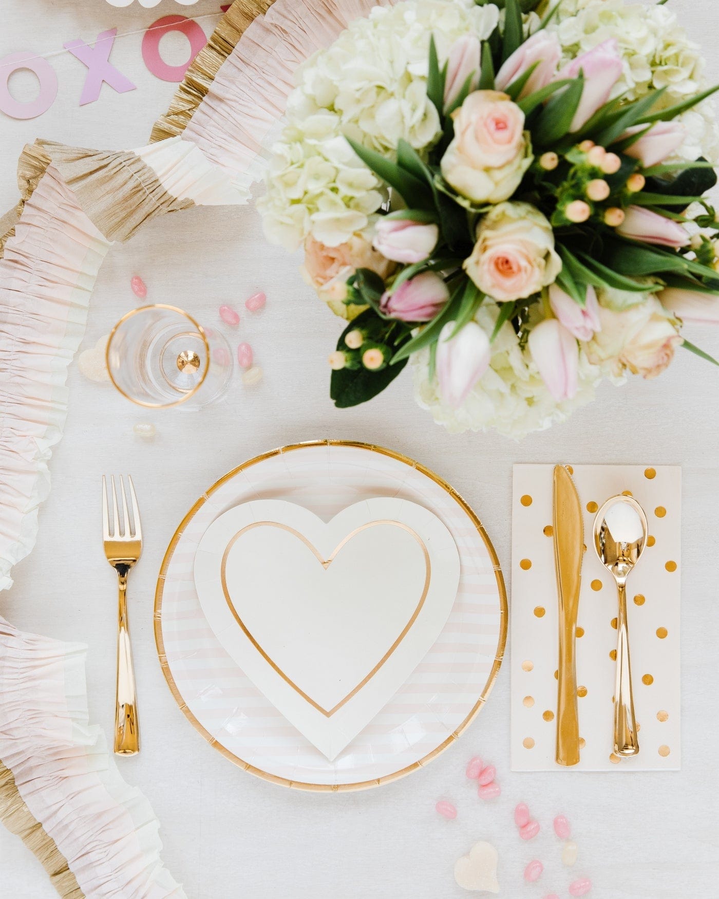 Assiettes Coeur Crème et Or - Petites