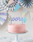 Hourra décoration de gâteau irisée