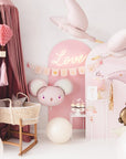 Sleeping Baby Bear Moon Balloon - Pink