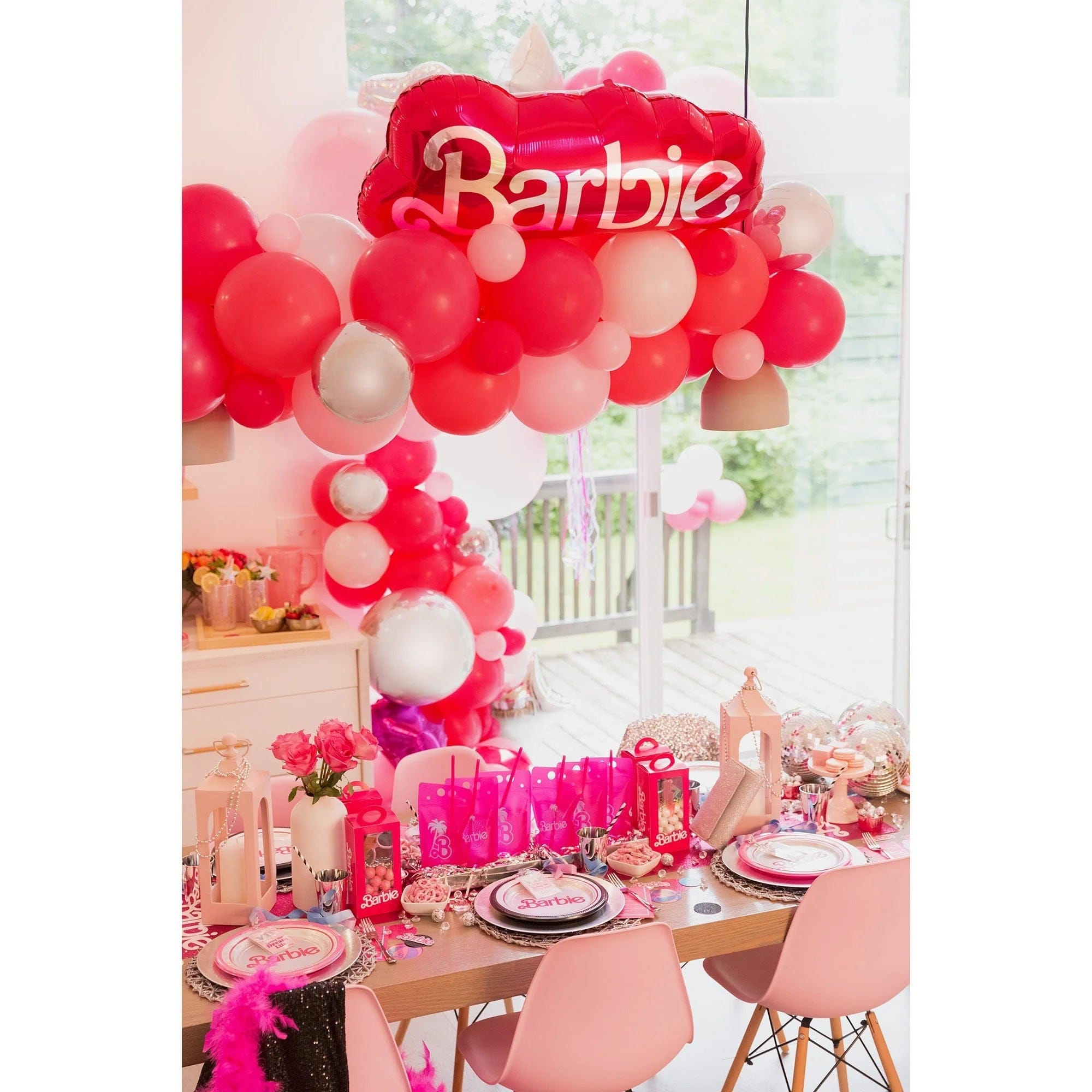 Barbie™ Malibu Beach Party Pink & Iridescent Paper Dessert Plates - 8 Ct.
