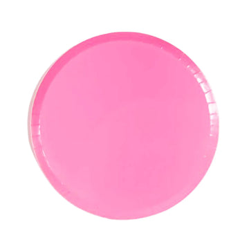 Flamingo Pink Circle Dinner Plates - Large