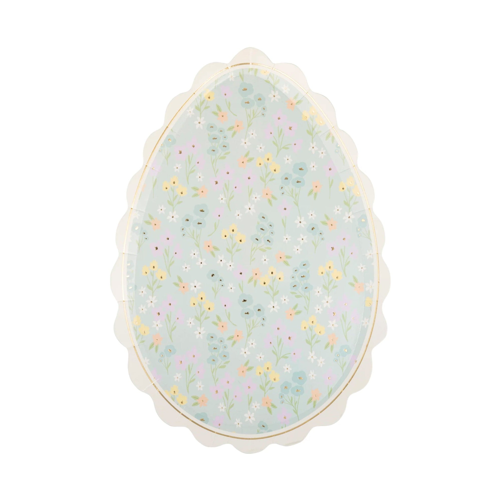 Floral-patterned Easter egg shaped plate 