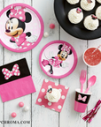 Assiettes à pois roses Minnie Mouse 