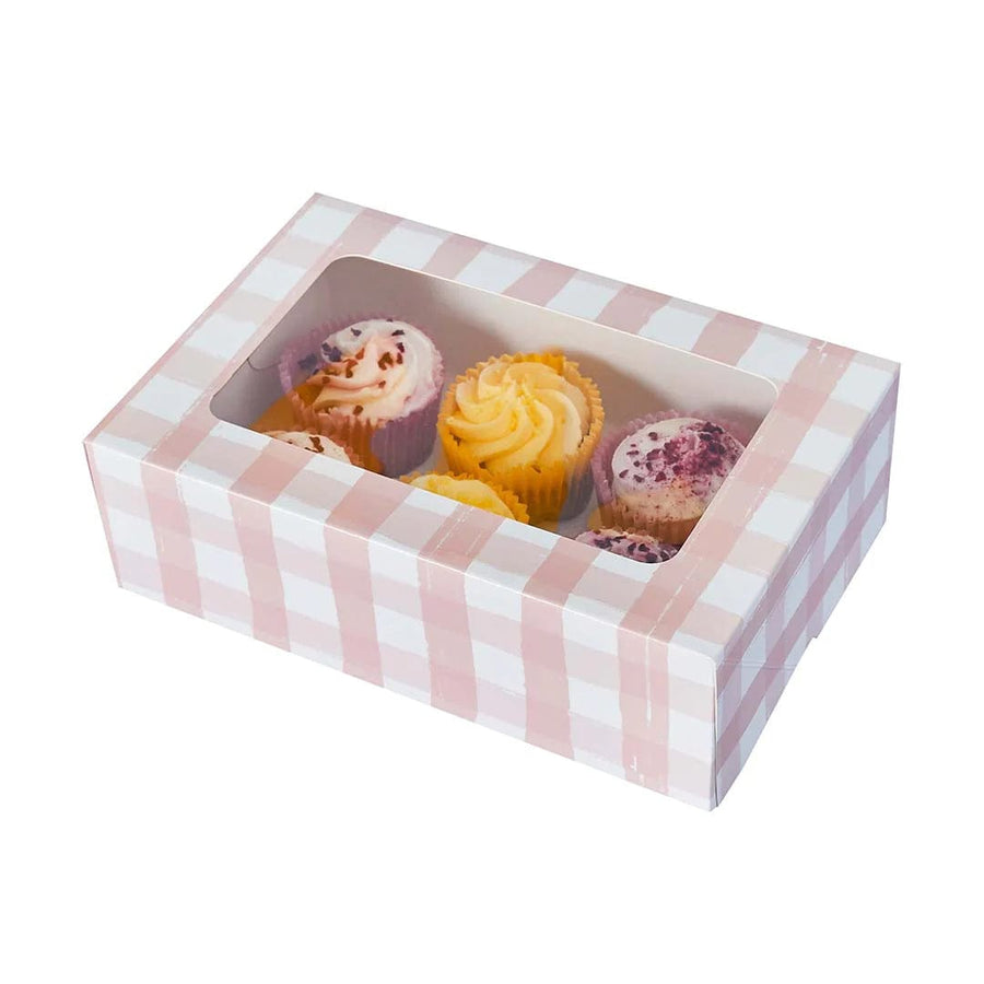 Pink Gingham Cupcake Boxes