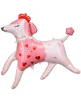 Pink poodle foil balloon with hearts and red beret - French Paris themed party balloon decoration for birthday celebrations