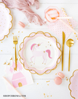 Pink Unicorn Princess Plates