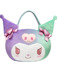 Sanrio plush basket pail with a Kuromi character design on a white background