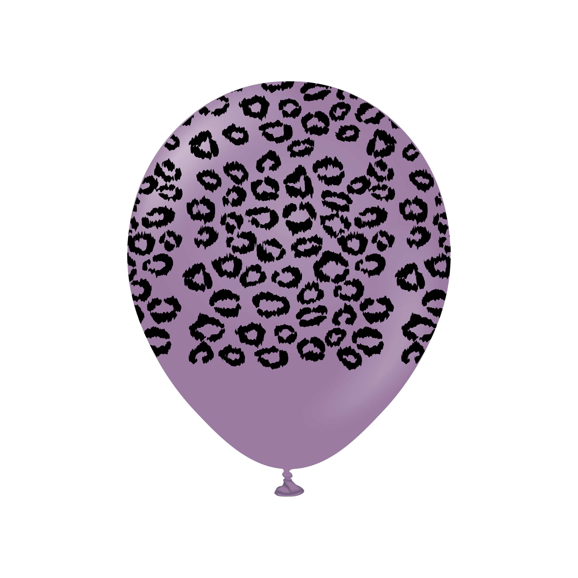 Purple balloon with black leopard print pattern on a white background