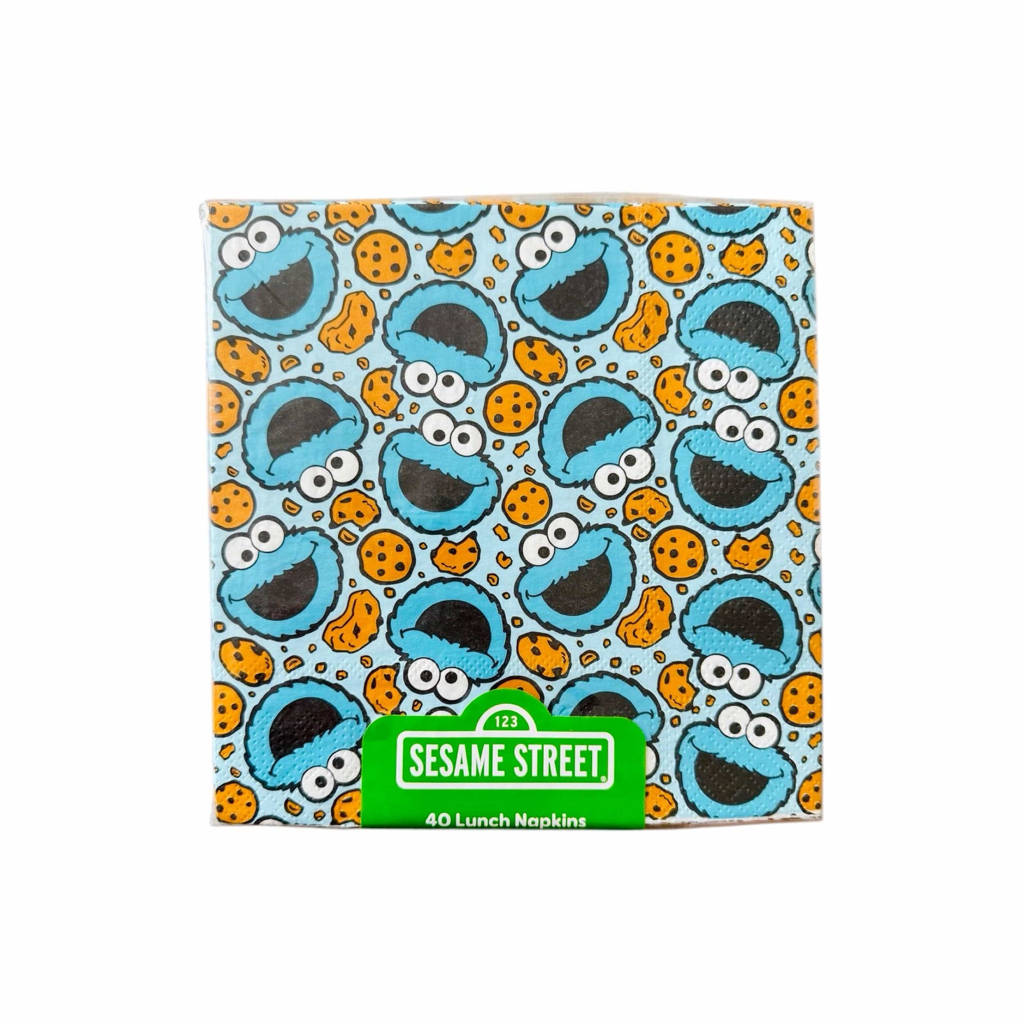 Cookie Monster party napkins 40 count - Sesame Street birthday party supplies with Cookie Monster and chocolate chip cookies pattern for kids celebration