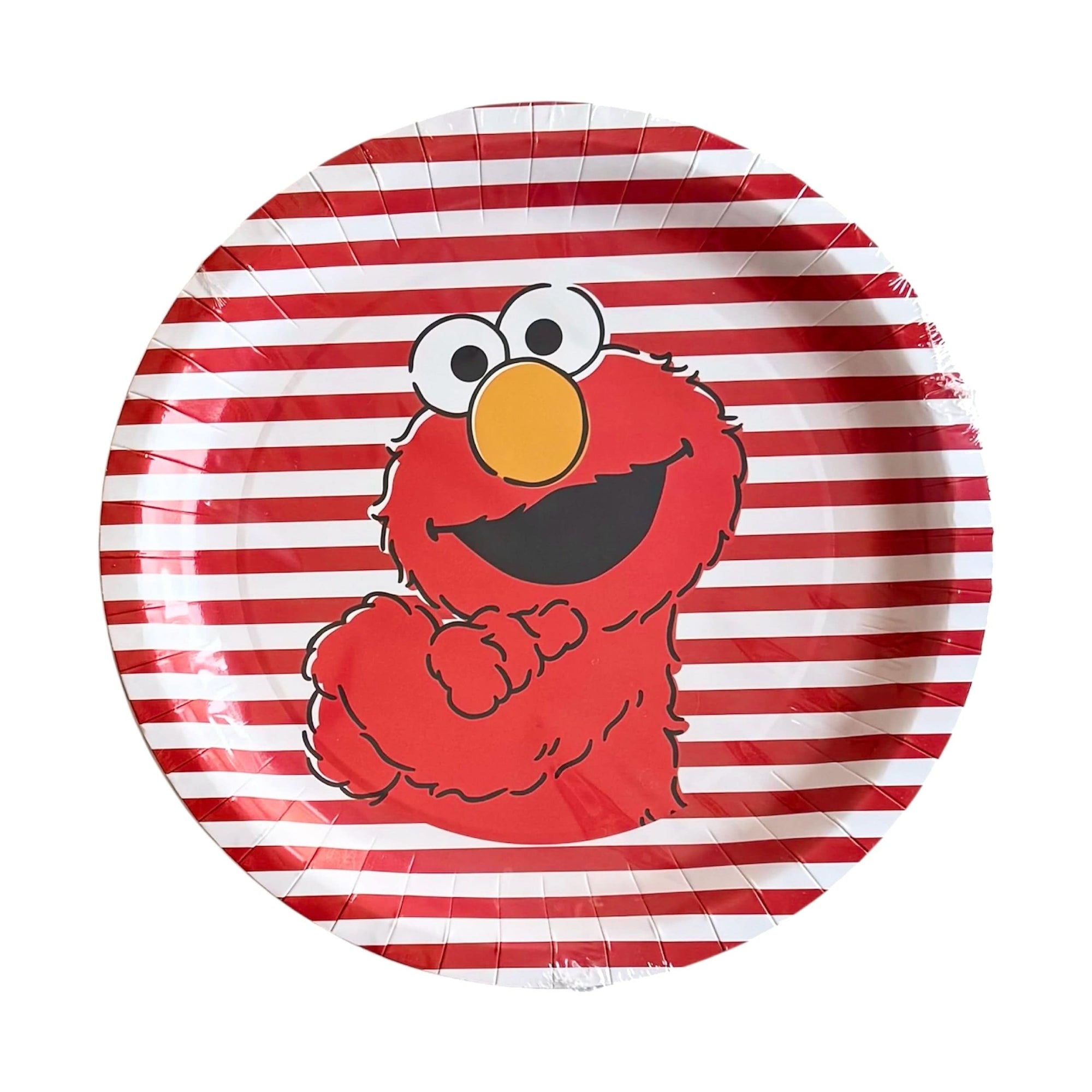 Elmo red striped paper plates Sesame Street party supplies - disposable party plates for kids birthday celebration tableware