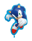 Large Sonic the Hedgehog foil balloon in classic blue with character design, perfect for Sonic birthday party decorations and celebrations