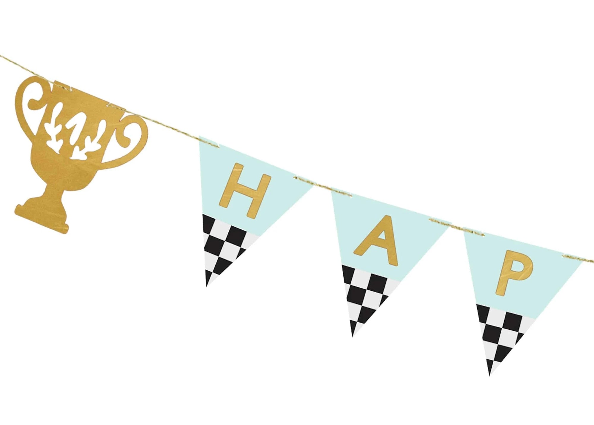 Decorative banner with 'HAPPY BIRTHDAY' text on a white background