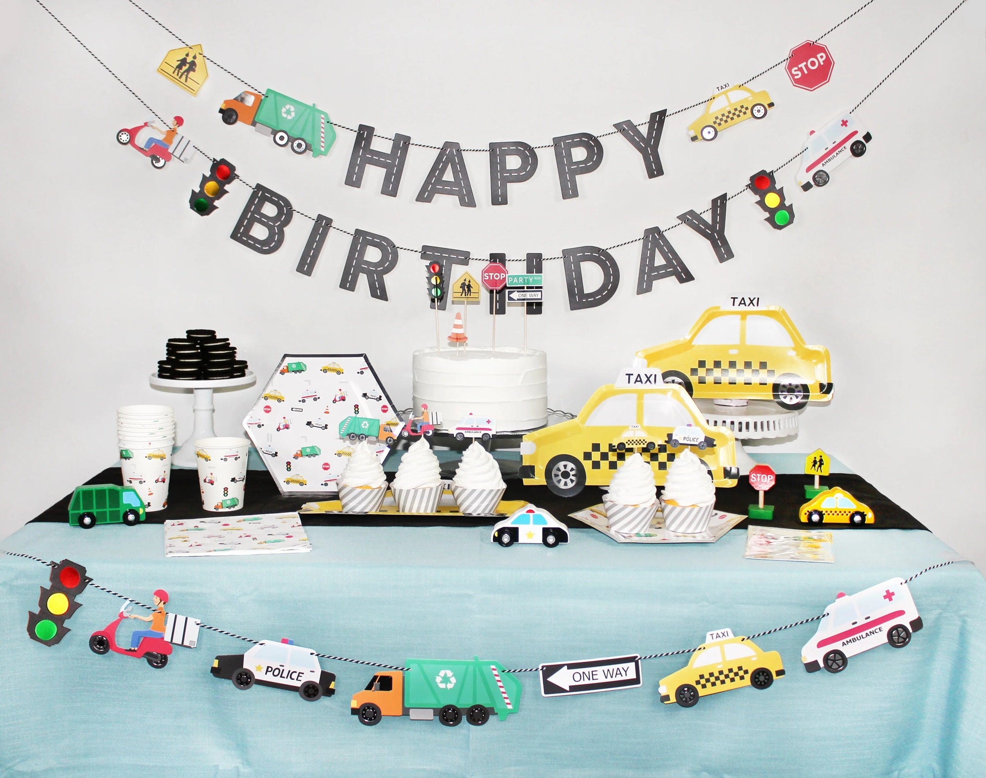 Happy Birthday Transportation Vehicle Birthday Banner