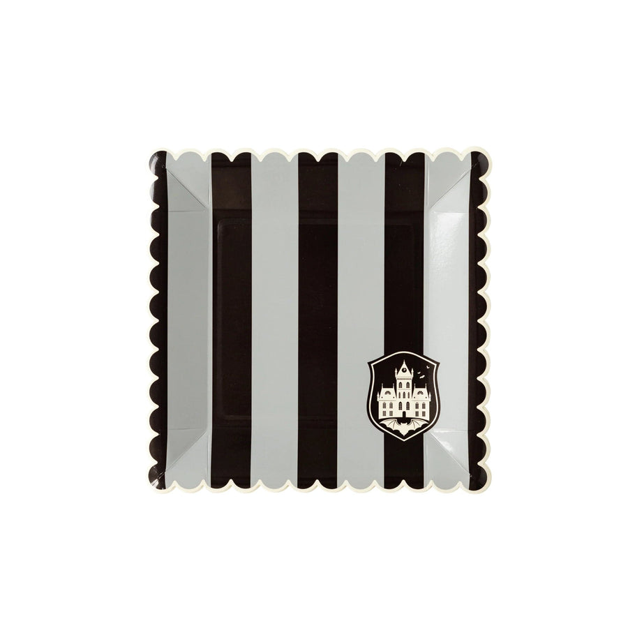 Wednesday Striped Scalloped Square Plates