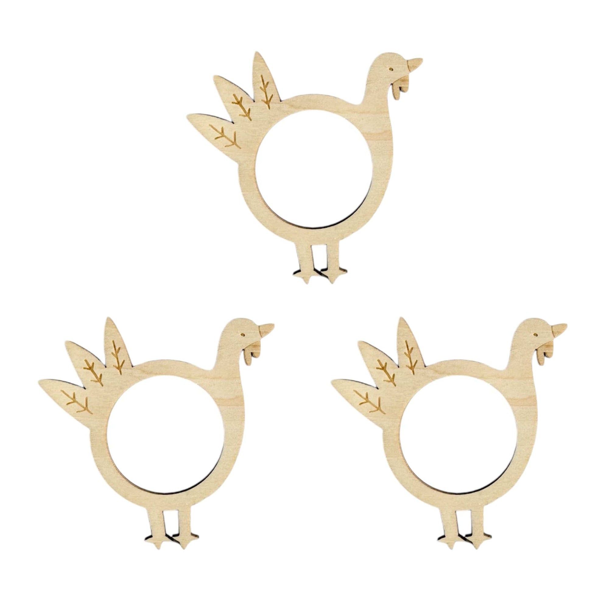 Meri Meri wooden turkey napkin rings set of 8, natural wood Thanksgiving table decorations with laser-cut feather details, rustic fall dining napkin holders for Thanksgiving dinner party table setting and autumn home decor