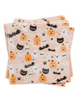 Cute pastel Halloween napkins for kids party - disposable paper napkins with pumpkins, ghosts, black cats, bats and spiders for Halloween party supplies and decorations