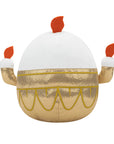 Disney Beauty and the Beast Lumiere squishmallow plush back view, white and gold candelabra body with three orange felt flame accents