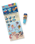 Melissa and Doug PAW Patrol Sticker WOW set showing multiple activity pages with 300 stickers and Chase stamper for party crafts and entertainment, christmas gifts or birthday presents