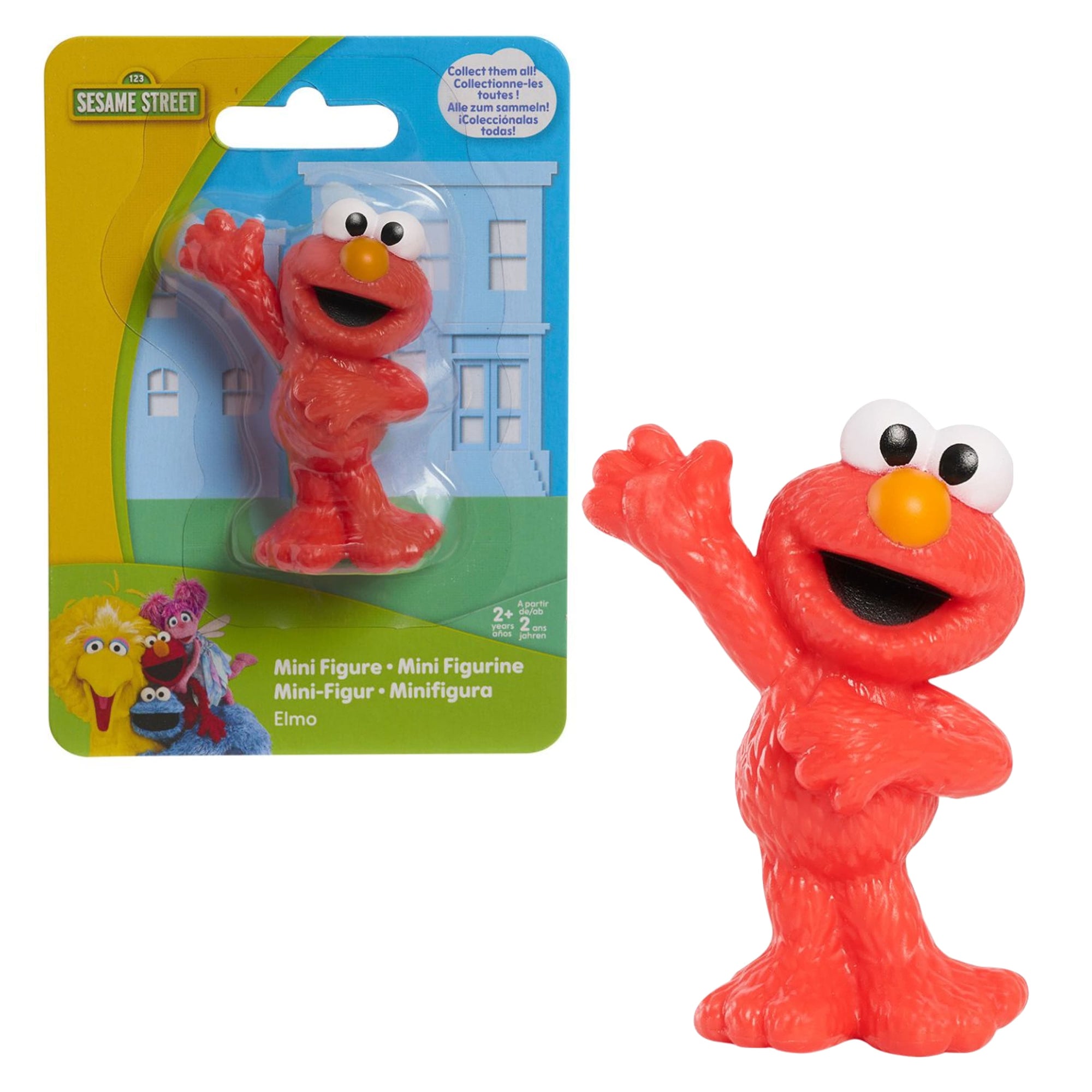 Sesame Street Elmo mini figurine on official illustrated blister card packaging