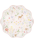 Pink Meri Meri Little Animals cake plate with pastel watercolour woodland animals and waved border