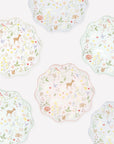 Meri Meri Little Animals cake plates in pink, mint, lavender and cream pastel watercolour woodland prints