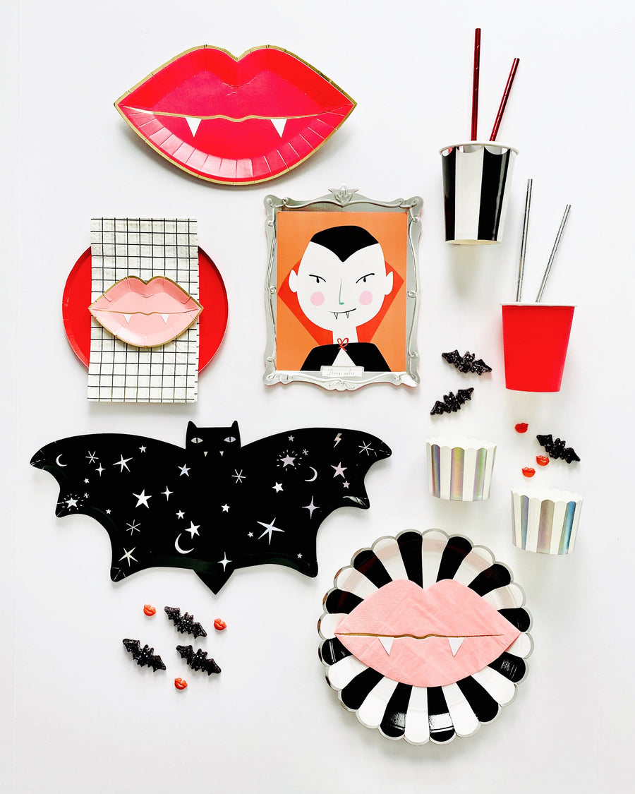 Gold Foil Red Lips Plates