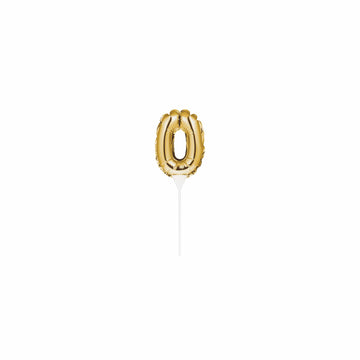 Gold Mini Balloon Number Cake Topper - 0