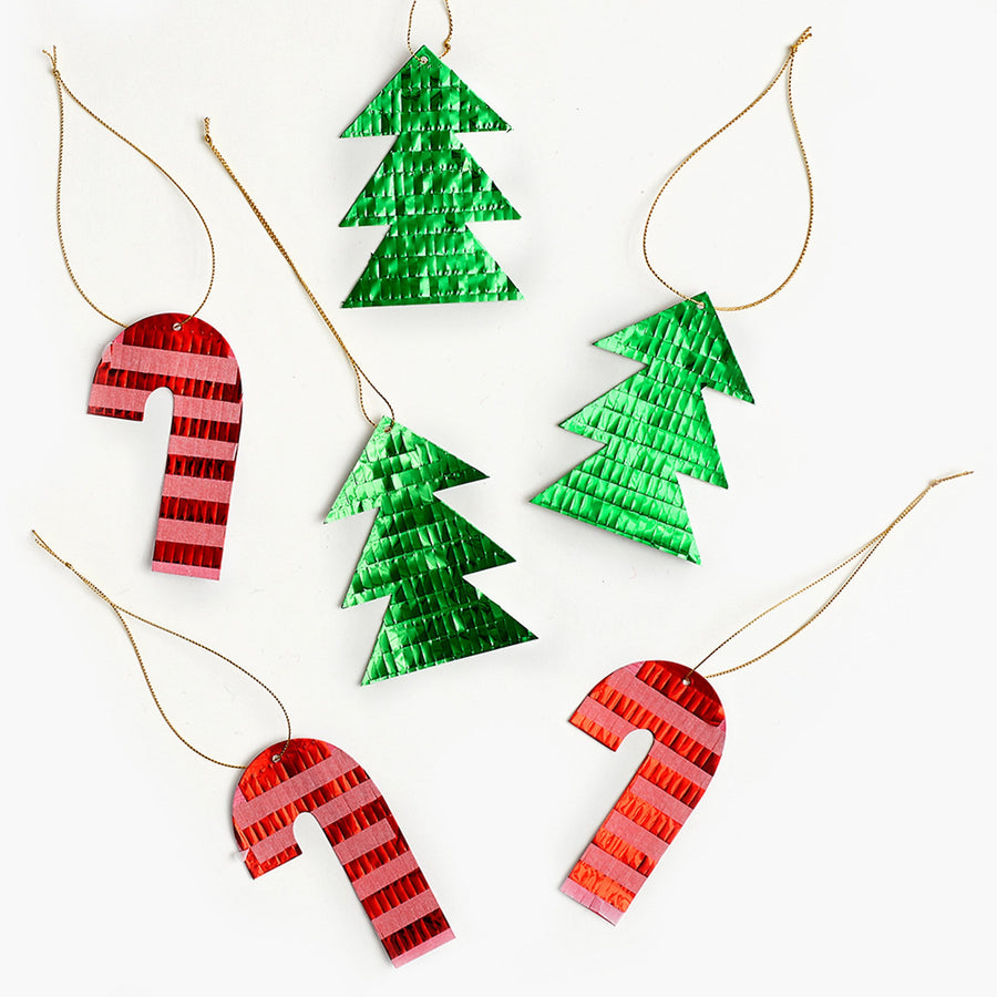Fringed Tree and Candy Cane Gift Tags