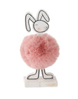Pink Pom Pom Bunny Figurine - Profile