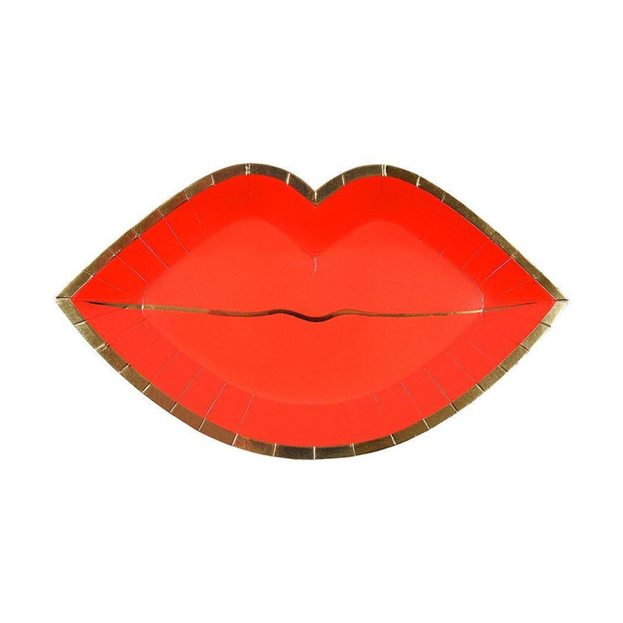 Gold Foil Red Lips Plates