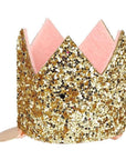 Mini Gold Glitter Crown Hair Clip 