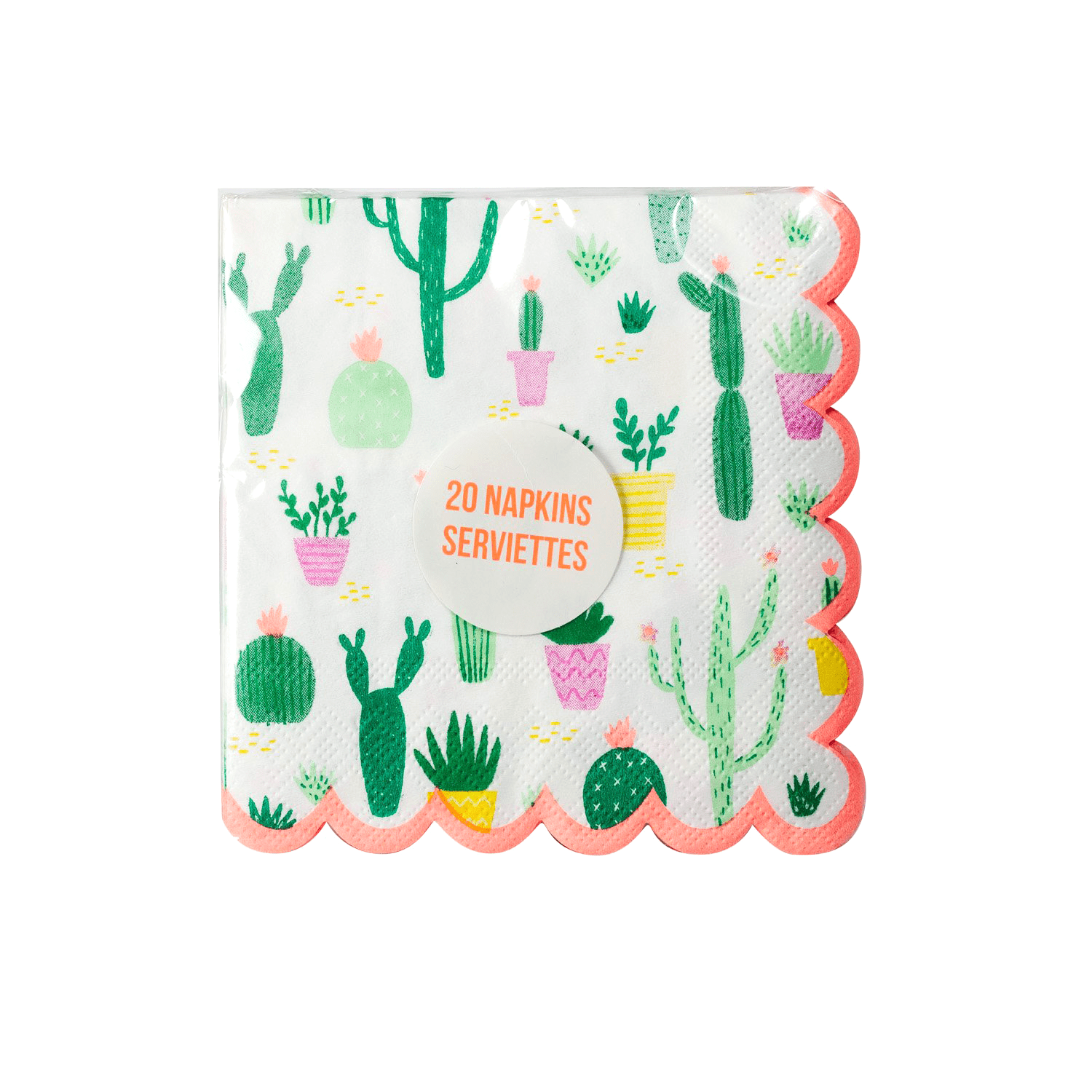 Scalloped Cactus Cocktail Napkins - Small